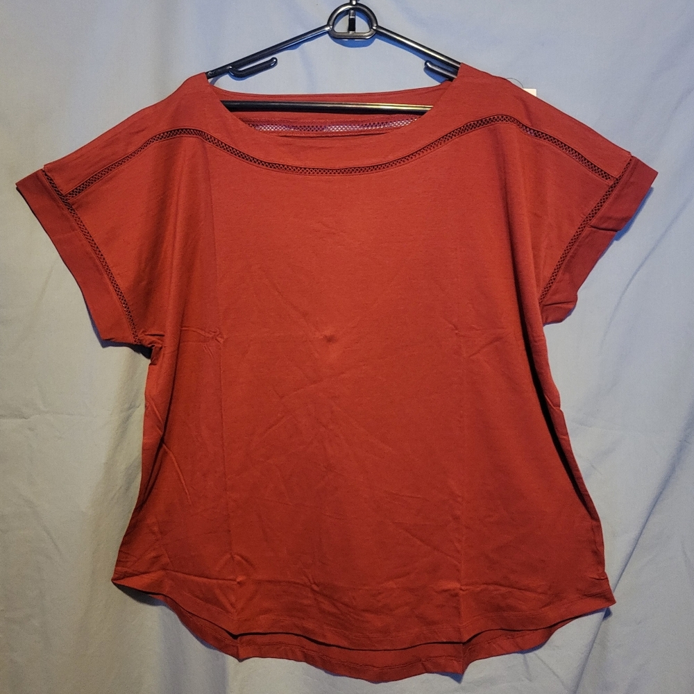 Lane Bryant 18/20 NWT Maroon Shirt With See Through Strip